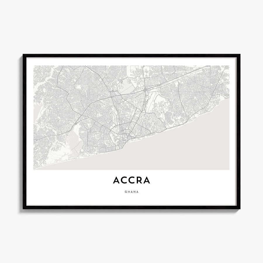Accra Map Poster, framed poster mockup