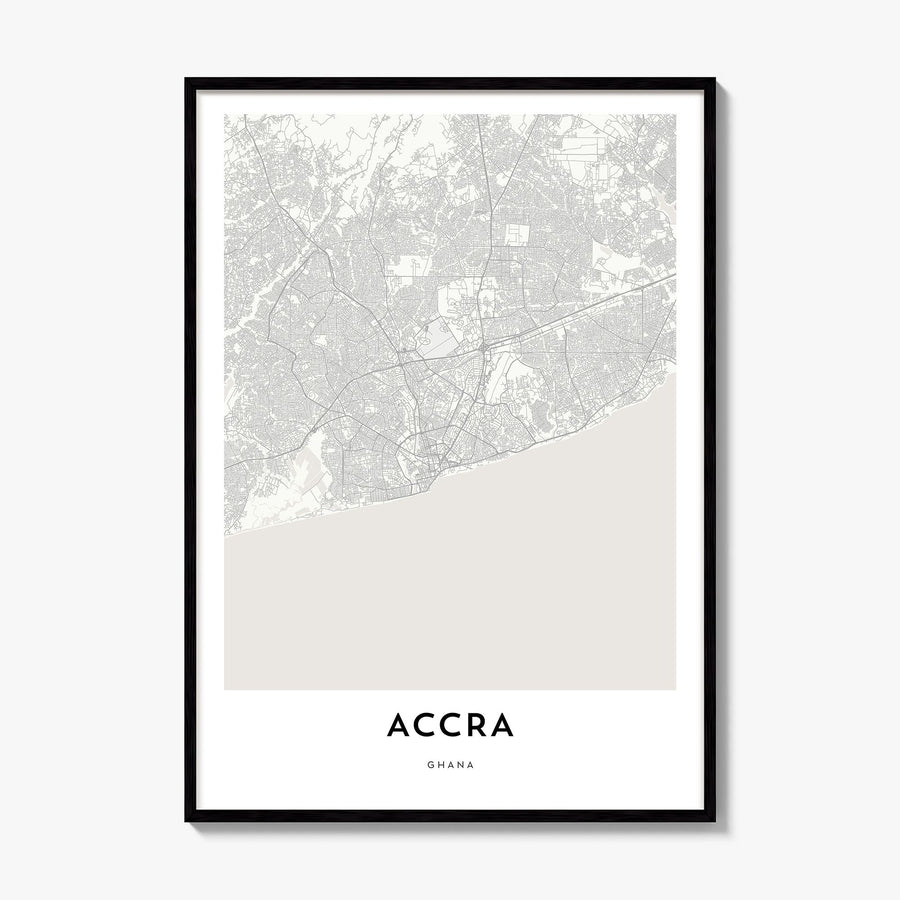 Accra Map Poster, framed poster mockup