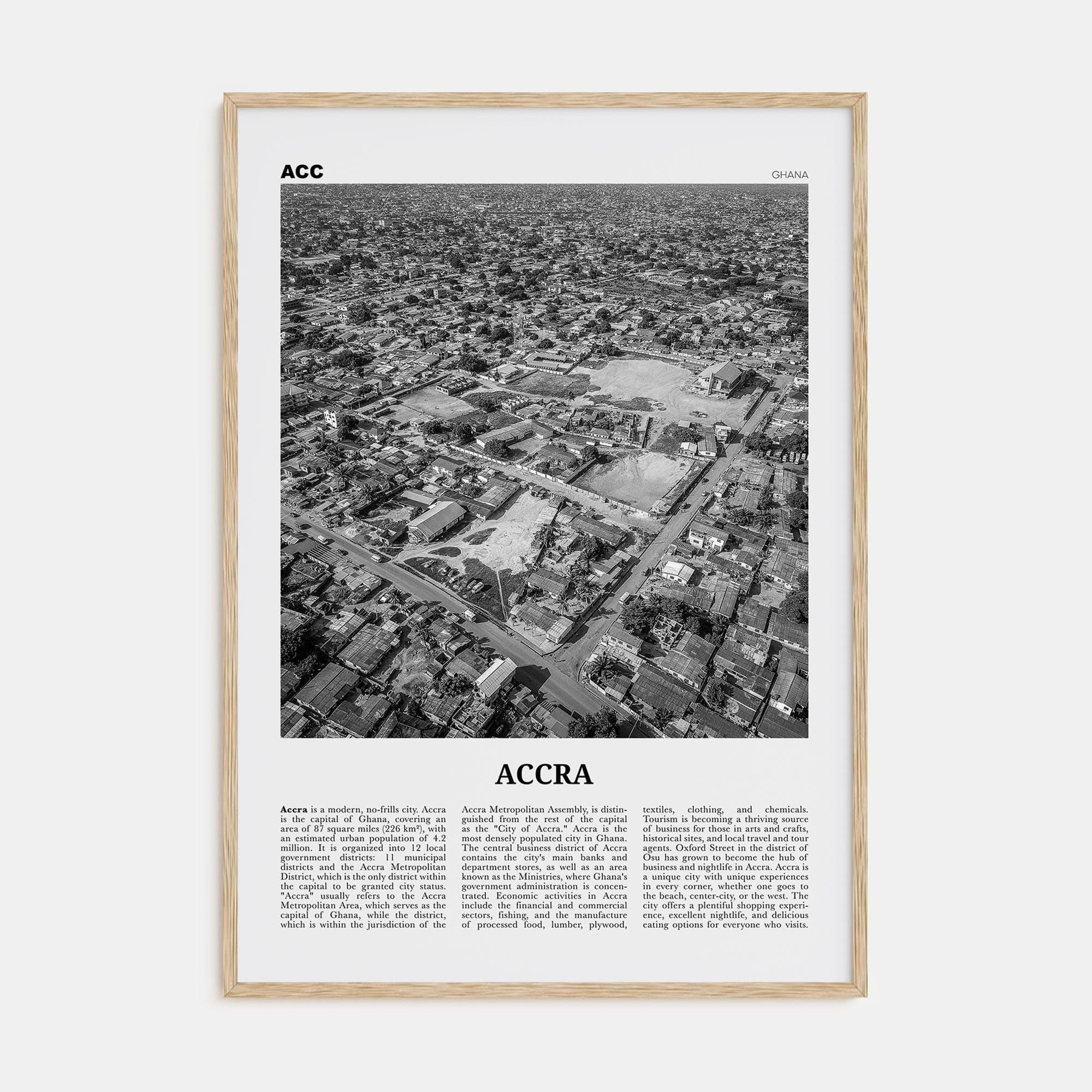 Accra Poster Natural Wood / 8x12 in Nbourhood Travel B&W Poster