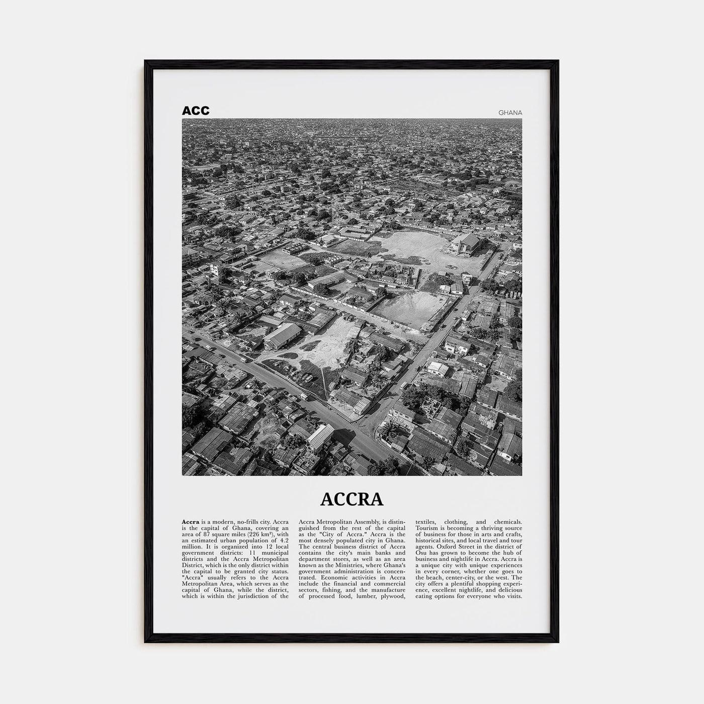 Accra Poster Black Wood / 8x12 in Nbourhood Travel B&W Poster