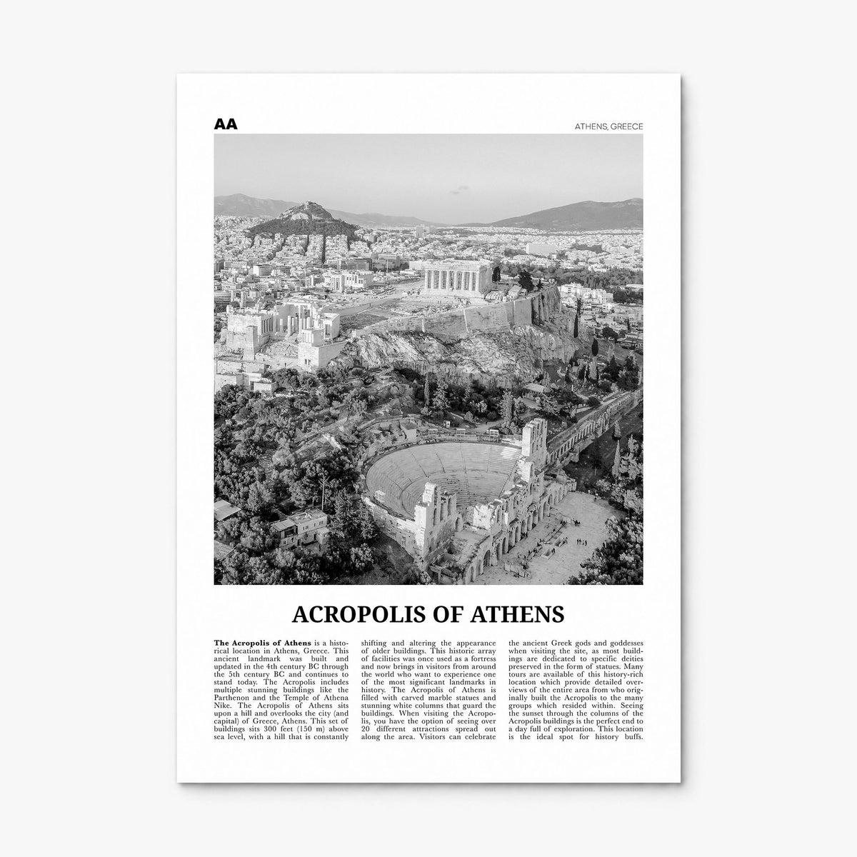 Acropolis of Athens Newspaper Poster, print only (unframed)