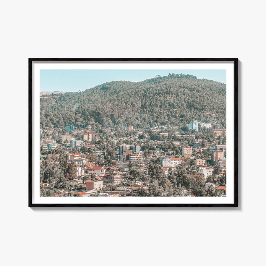 Addis Ababa colorful photo poster of Ethiopia – horizontal wall art, unframed print shown in interior mockup