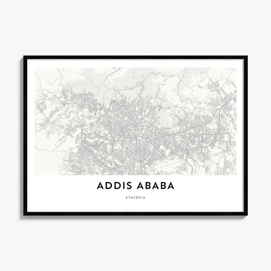 Addis Ababa Map Poster, framed poster mockup