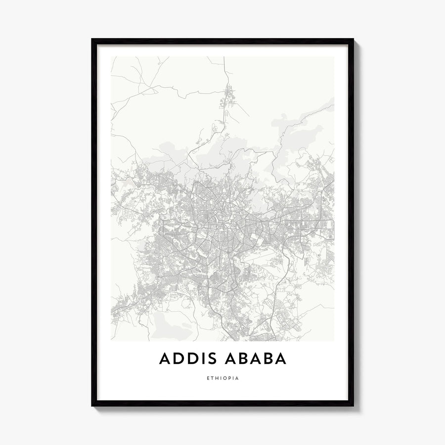 Addis Ababa Map Poster, framed poster mockup