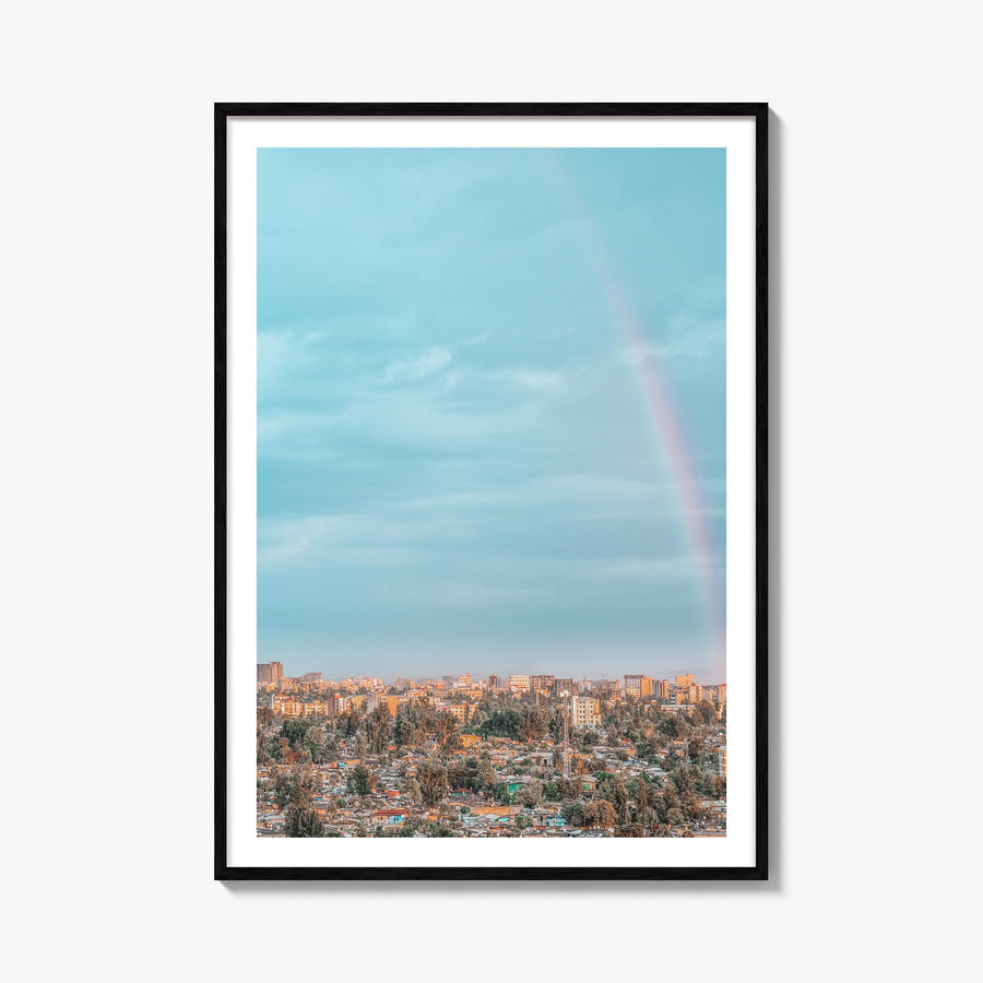 Addis Ababa no. 1 colorful photo poster of Ethiopia – vertical wall art, unframed print shown in interior mockup