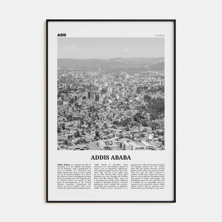 Addis Ababa Poster None / 8x12 in Nbourhood Travel B&W Poster