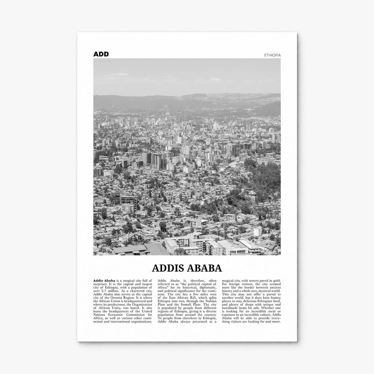 Addis Ababa Newspaper Poster, print only (unframed)