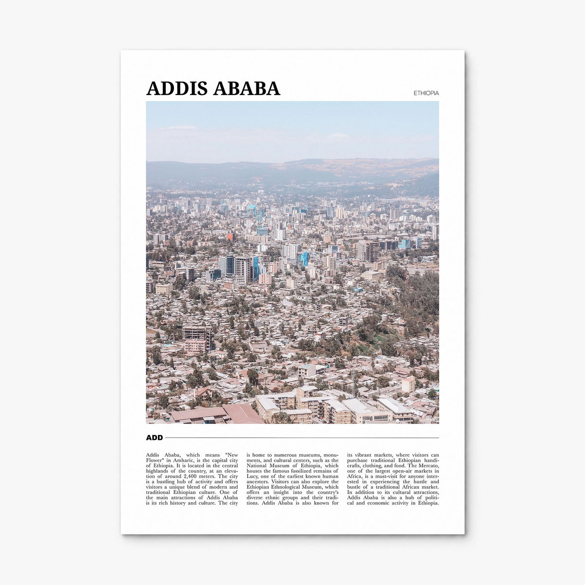 Addis Ababa Travel Poster, print only (unframed)