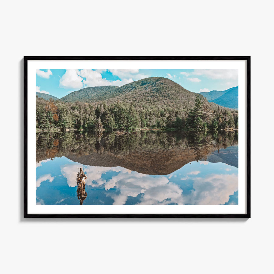 Adirondack Mountains Photo Poster, framed poster mockup, white border