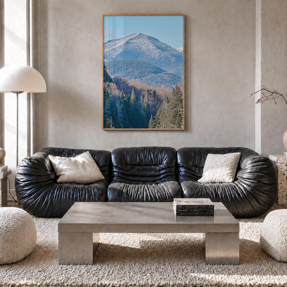 Adirondack Mountains no. 1 colorful photo poster of New York, USA – vertical wall art in natural wood frame, hanging on wall