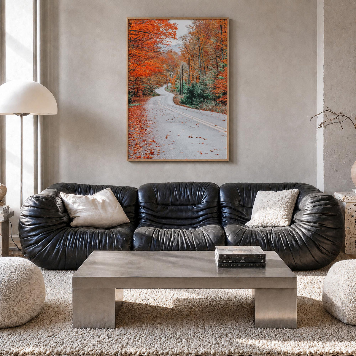 Adirondack Mountains no. 2 colorful photo poster of New York, USA – vertical wall art in natural wood frame, hanging on wall