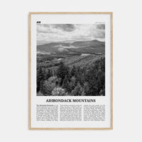 Adirondack Mountains Poster Natural Wood / 8x12 in Nbourhood Travel B&W Poster