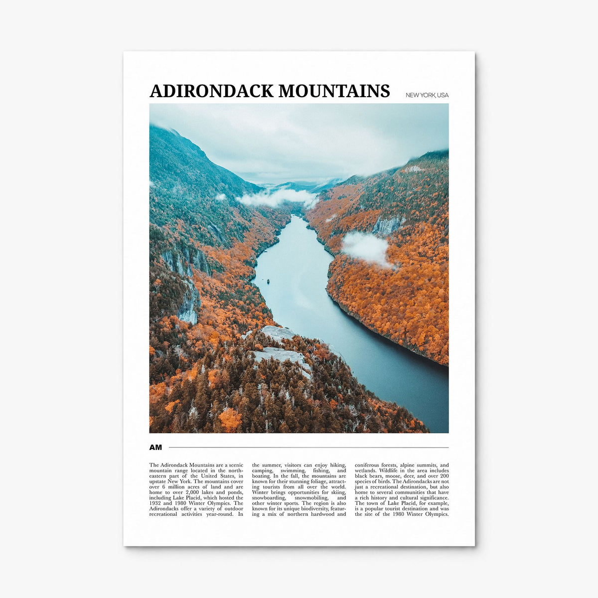 Adirondack Mountains Travel Poster, print only (unframed)