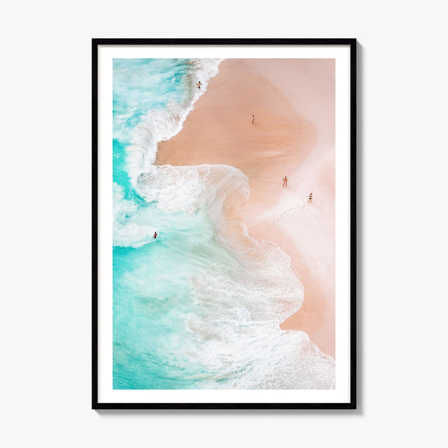 Aerial Beach Waves Photo No 1 Poster, framed poster mockup, white border