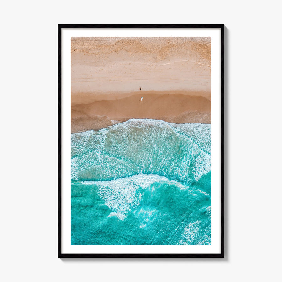Aerial Beach Waves Photo No 2 Poster, framed poster mockup, white border