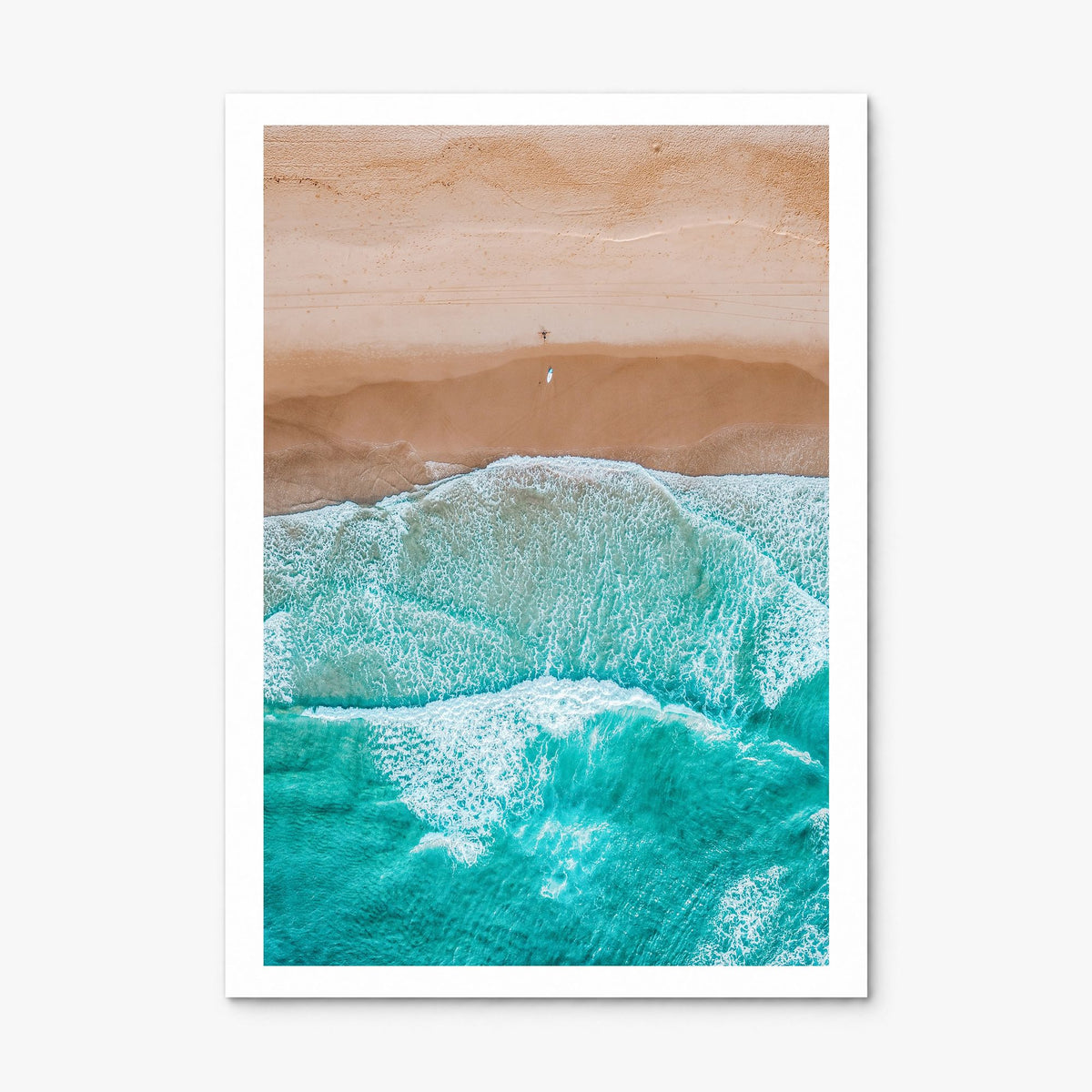 Aerial Beach Waves Photo No 2 Poster, print only (unframed), white border