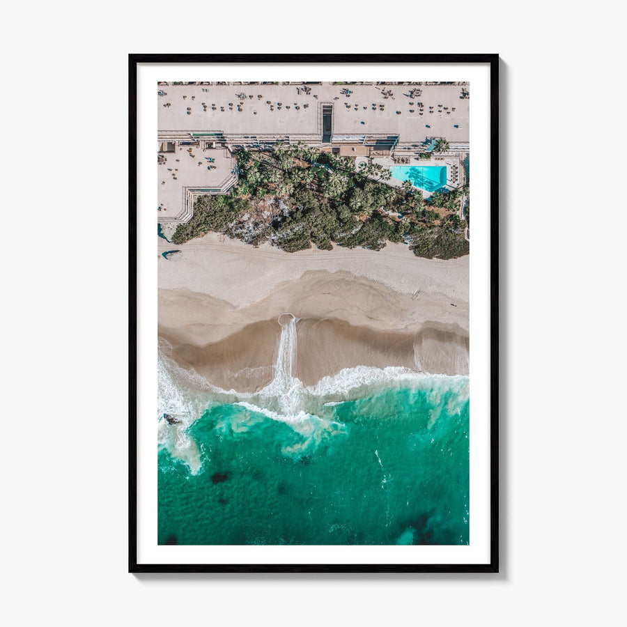 Aerial Beach Waves Photo No 3 Poster, framed poster mockup, white border