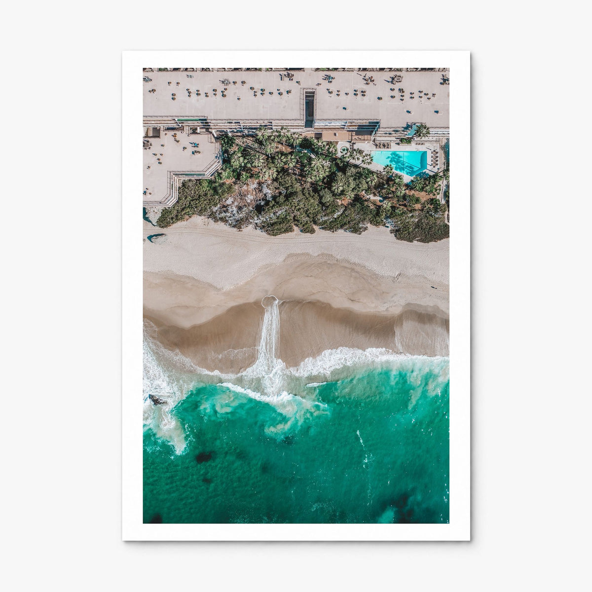 Aerial Beach Waves Photo No 3 Poster, print only (unframed), white border