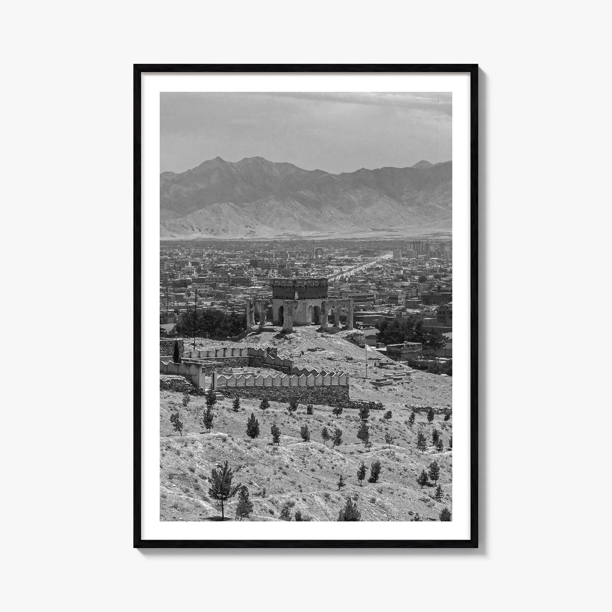Afghanistan black & white photo poster of Asia – vertical wall art, unframed print shown in interior mockup
