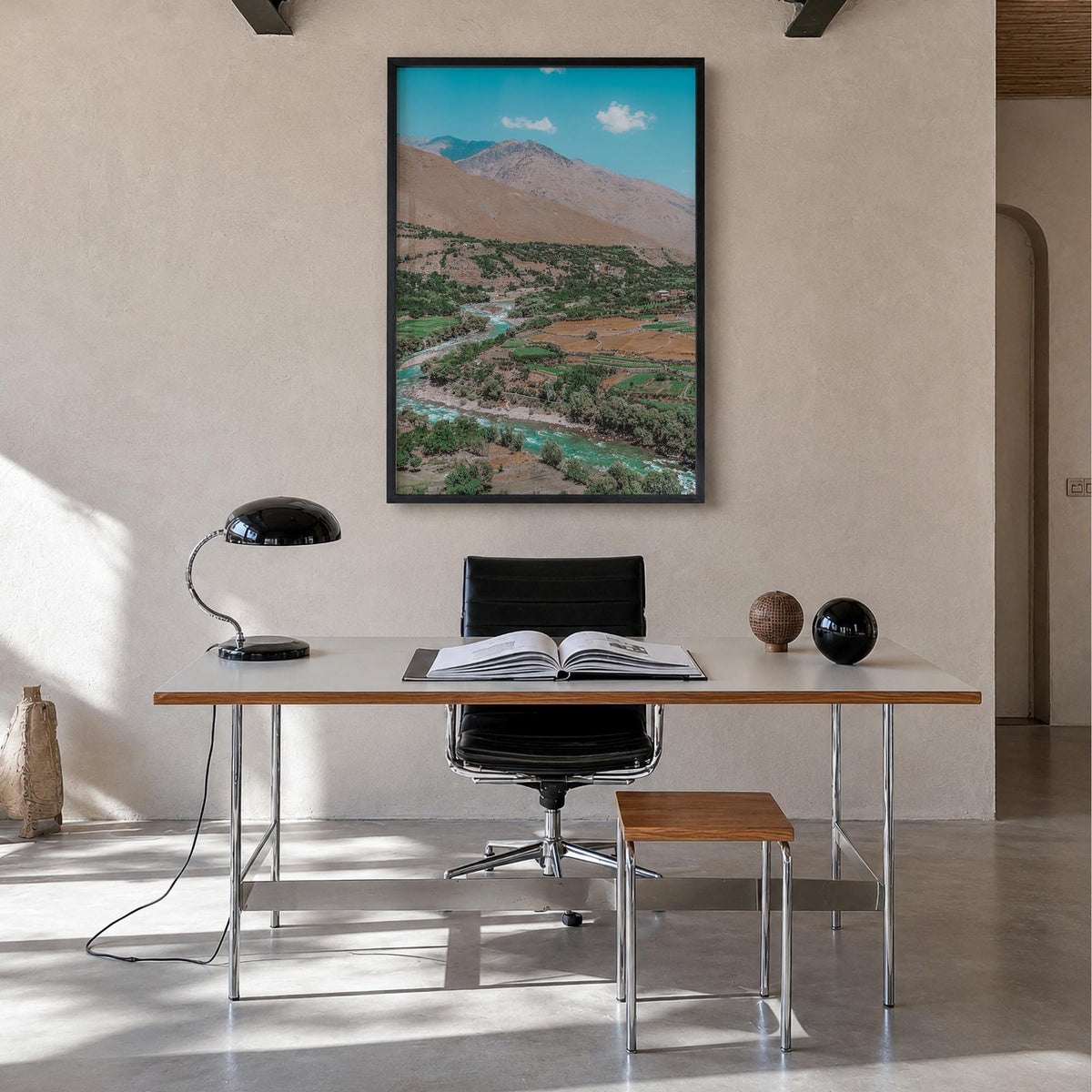 Afghanistan colorful photo poster of Asia – vertical wall art in black wood frame, hanging on wall