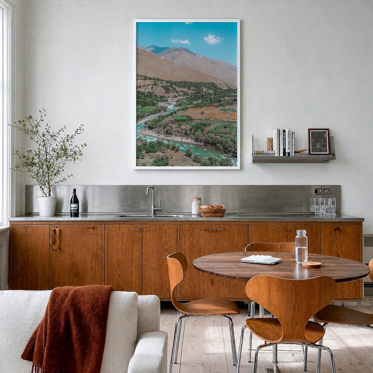 Afghanistan colorful photo poster of Asia – vertical wall art in white wood frame, hanging on wall