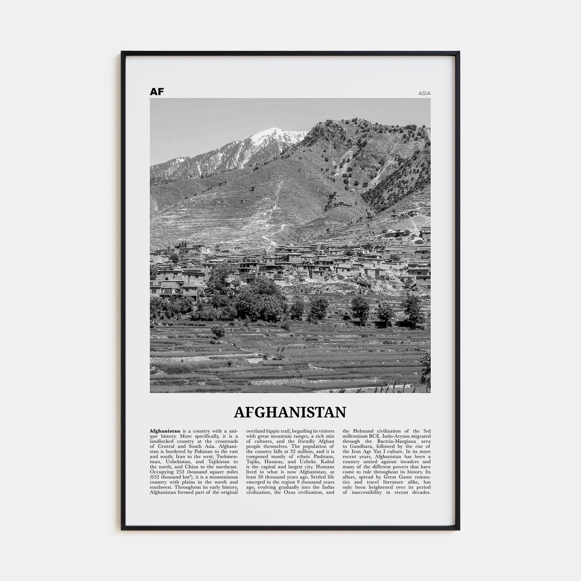 Afghanistan No 2 Poster None / 8x12 in Nbourhood Travel B&W Poster