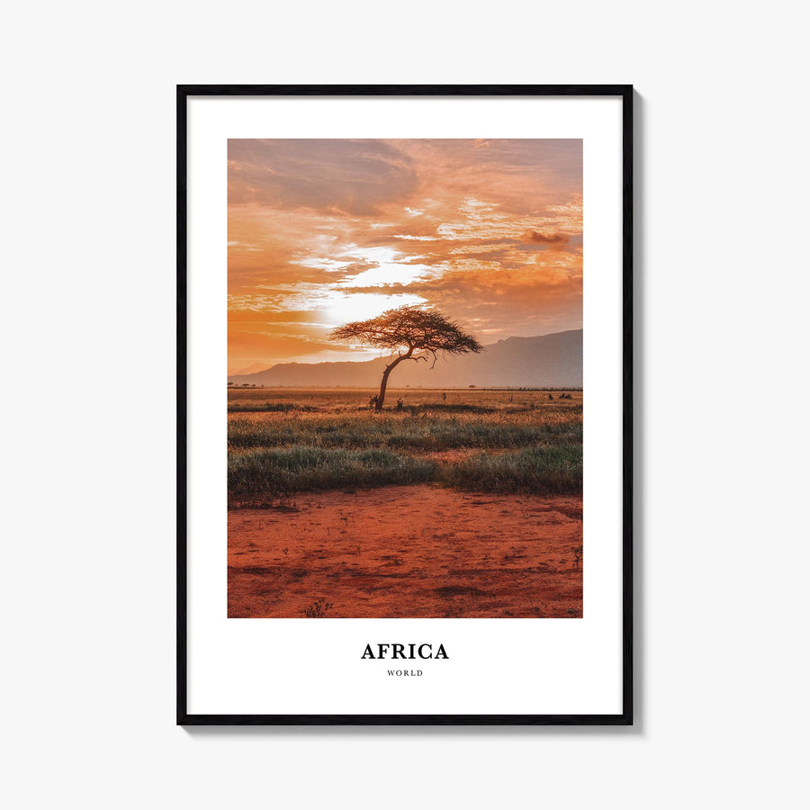 Africa colorful classic poster of World – vertical wall art, unframed print shown in interior mockup