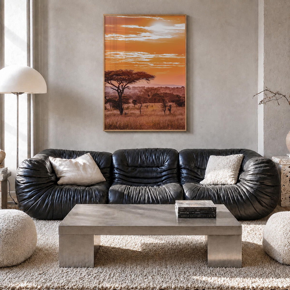 Africa colorful photo poster of World – vertical wall art in natural wood frame, hanging on wall