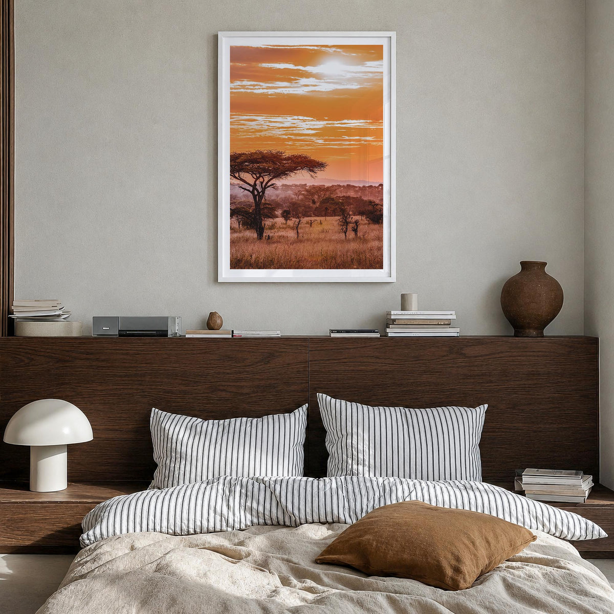 Africa colorful photo poster of World – vertical wall art in white wood frame with white border, hanging on wall
