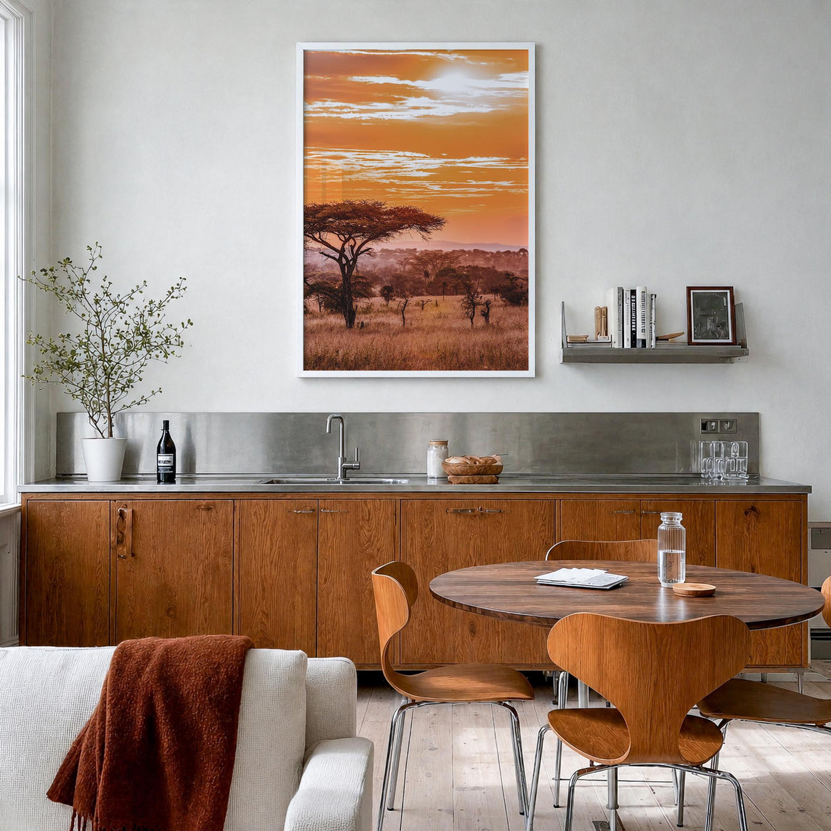 Africa colorful photo poster of World – vertical wall art in white wood frame, hanging on wall