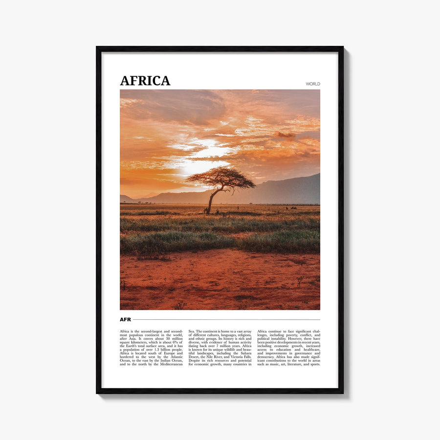 Africa colorful travel poster of World – vertical wall art, unframed print shown in interior mockup