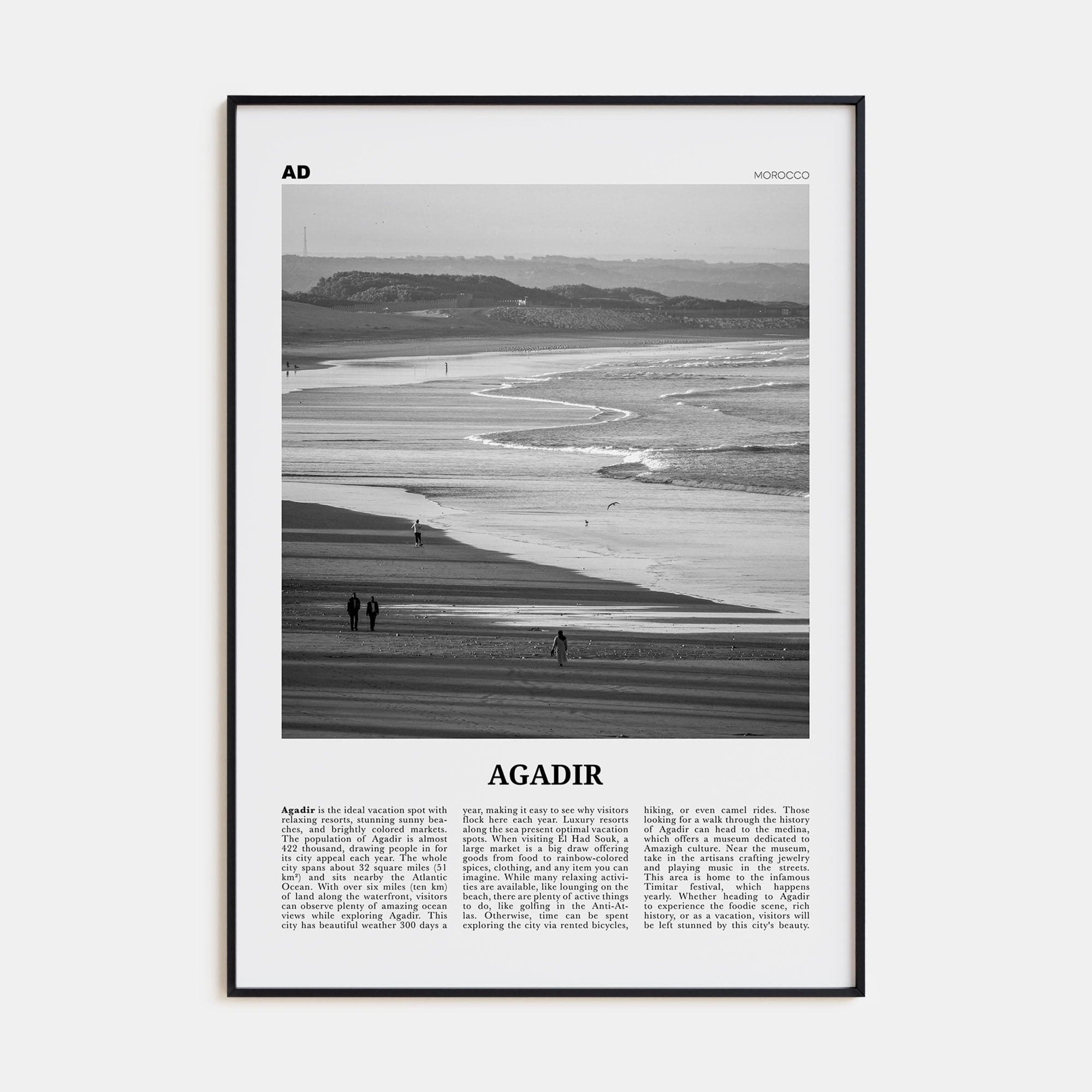 Agadir Poster None / 8x12 in Nbourhood Travel B&W Poster