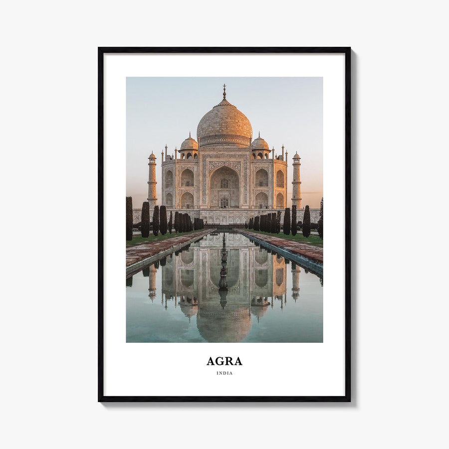 Agra colorful classic poster of India – vertical wall art, unframed print shown in interior mockup