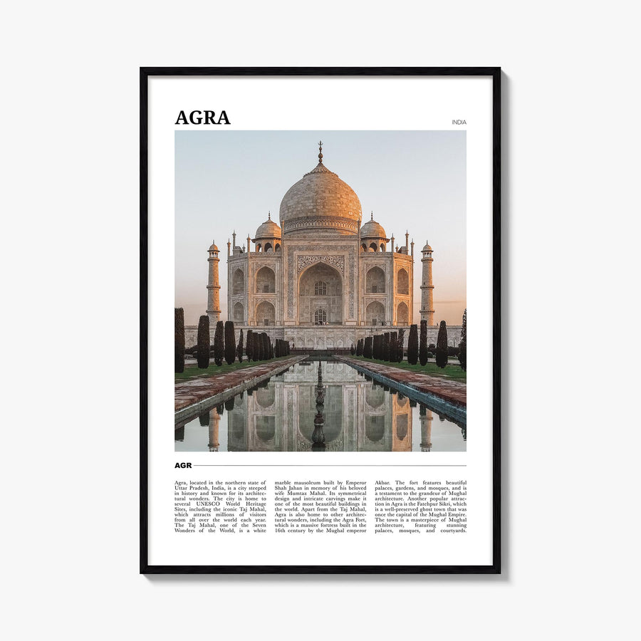 Agra colorful travel poster of India – vertical wall art, unframed print shown in interior mockup
