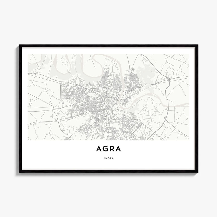 Agra Map Poster, framed poster mockup