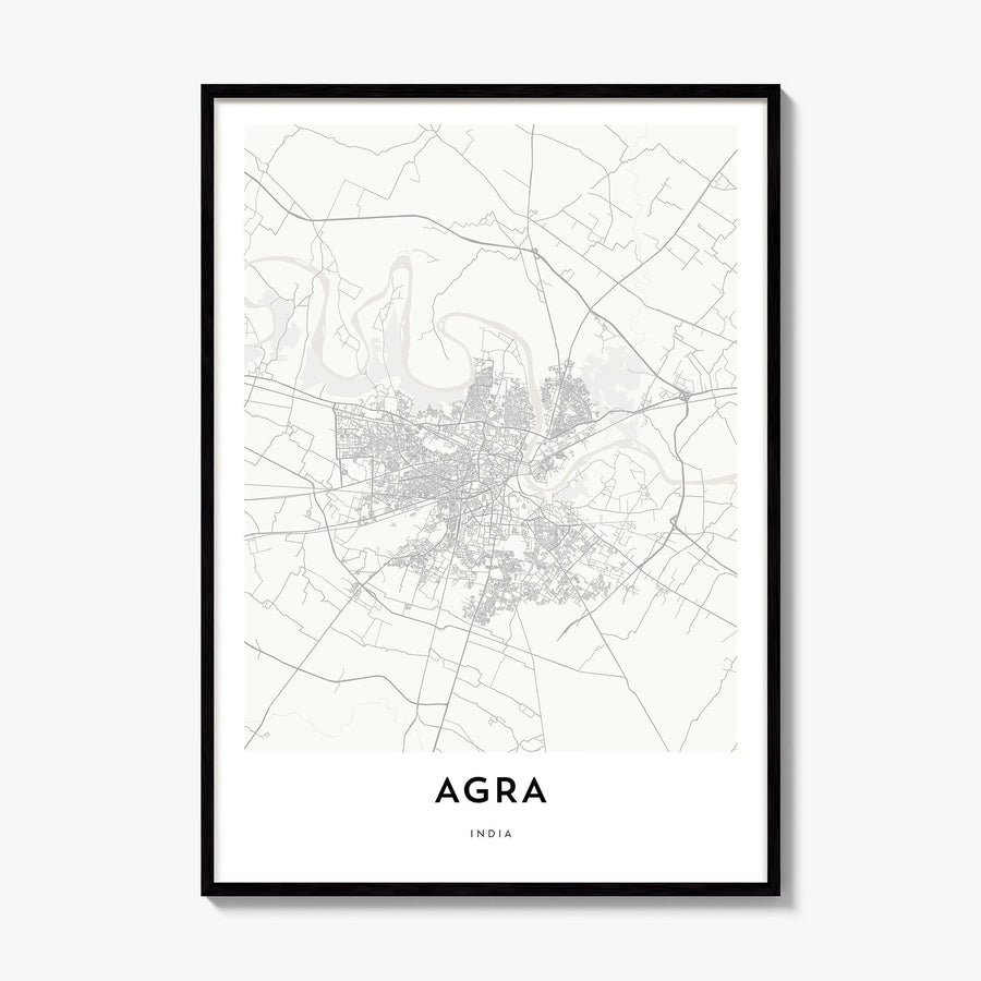 Agra Map Poster, framed poster mockup