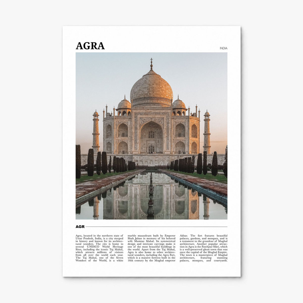 Agra Travel Poster, print only (unframed)