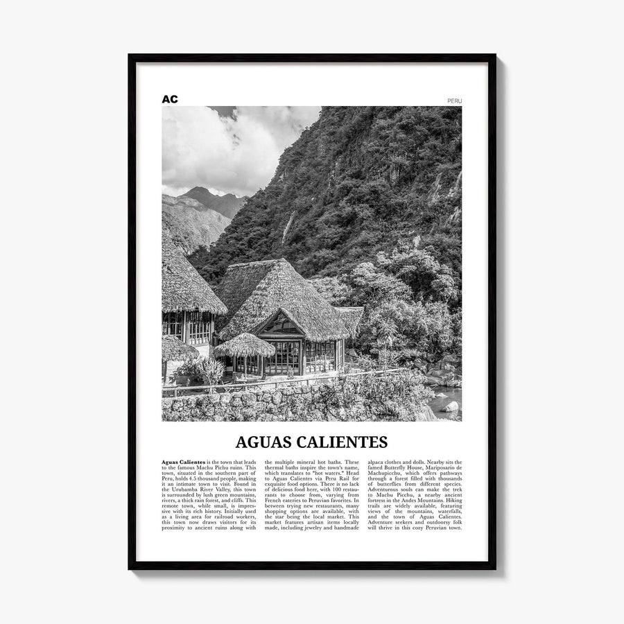 Aguas Calientes, Peru Newspaper Poster, framed poster mockup