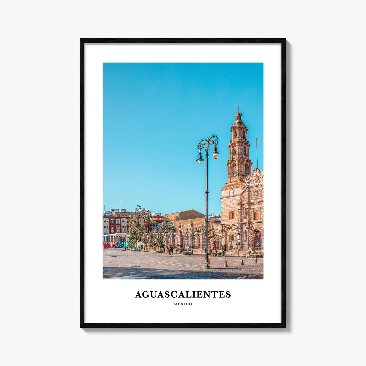 Aguascalientes colorful classic poster of Mexico – vertical wall art, unframed print shown in interior mockup