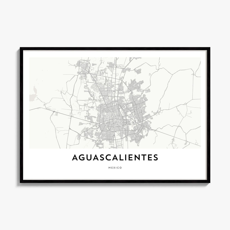 Aguascalientes, Mexico Map Poster, framed poster mockup
