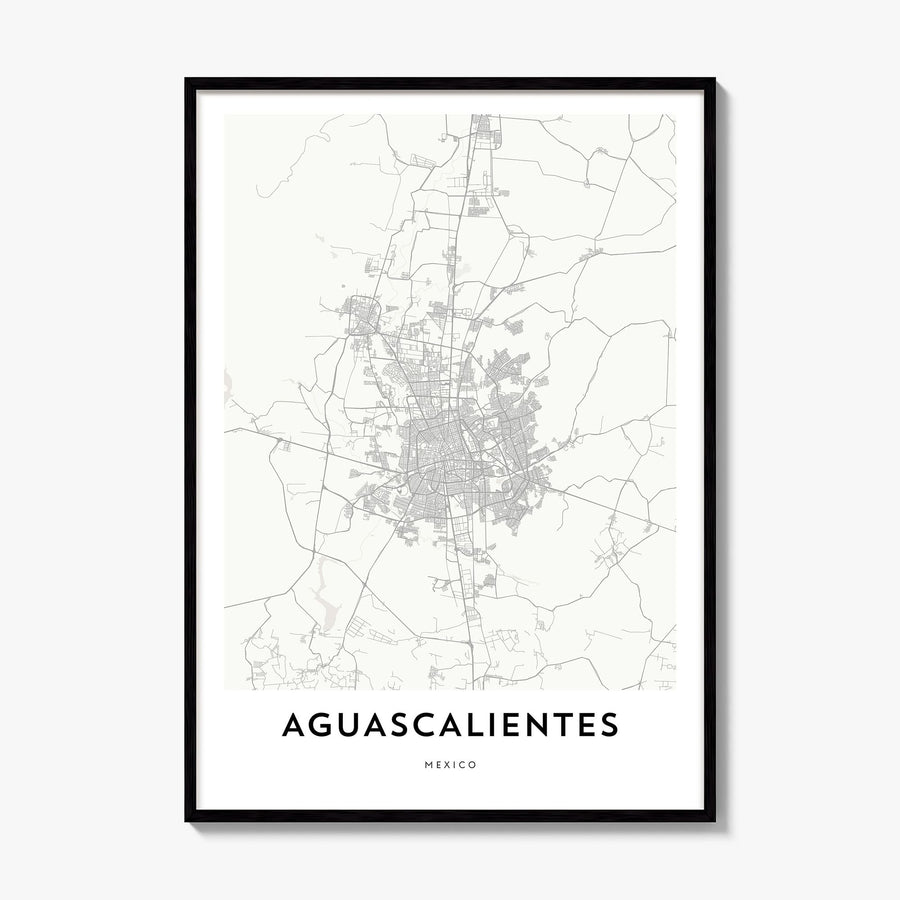 Aguascalientes, Mexico Map Poster, framed poster mockup