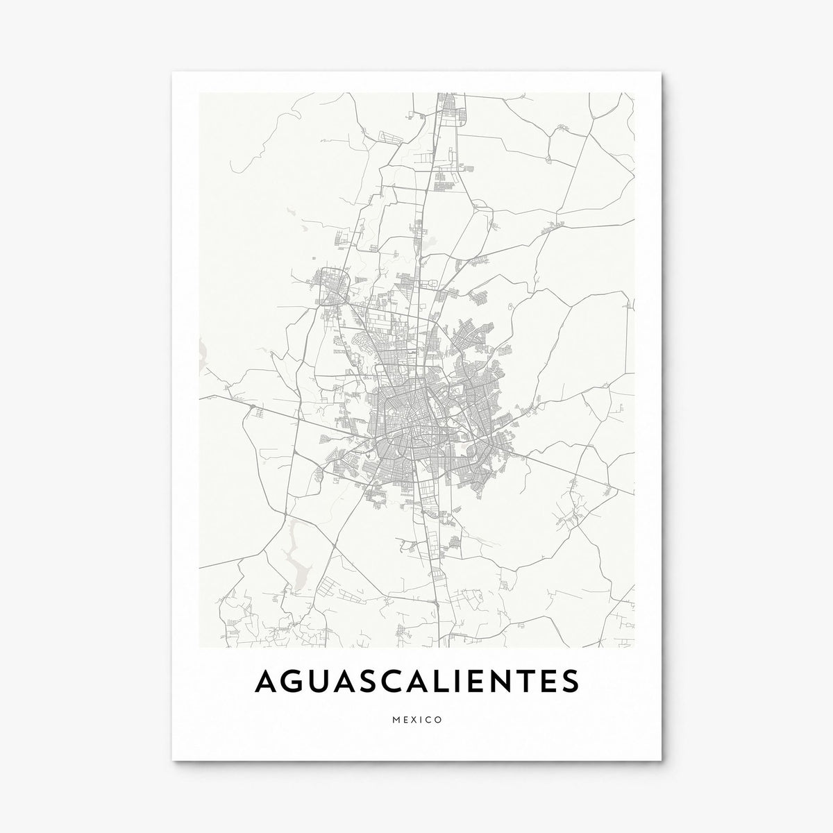 Aguascalientes, Mexico Map Poster, print only (unframed)