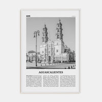 Aguascalientes Poster White Wood / 8x12 in Nbourhood Travel B&W Poster