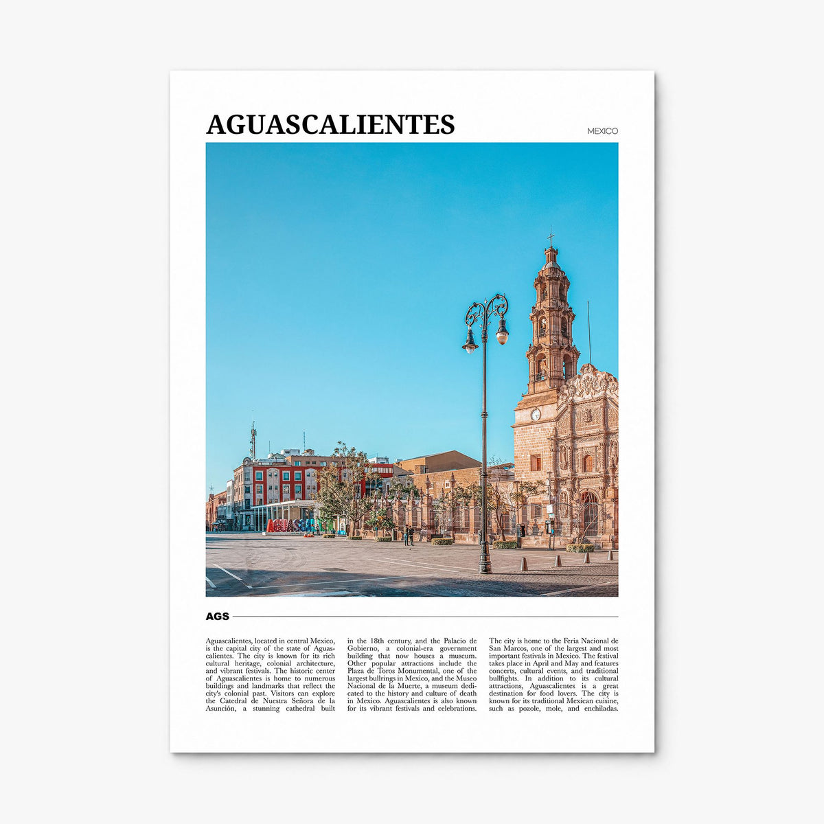Aguascalientes, Mexico Travel Poster, print only (unframed)