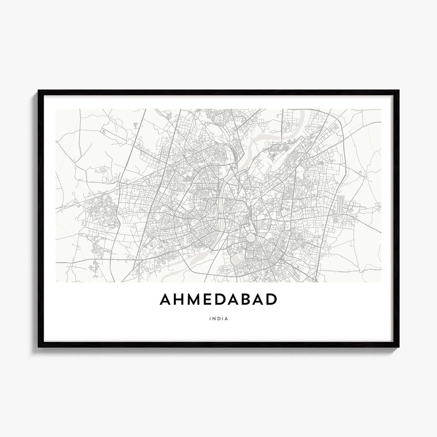Ahmedabad Map Poster, framed poster mockup