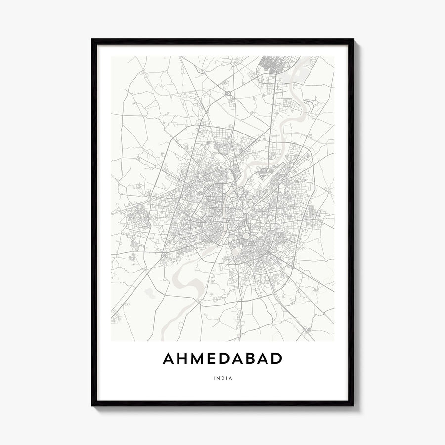 Ahmedabad Map Poster, framed poster mockup