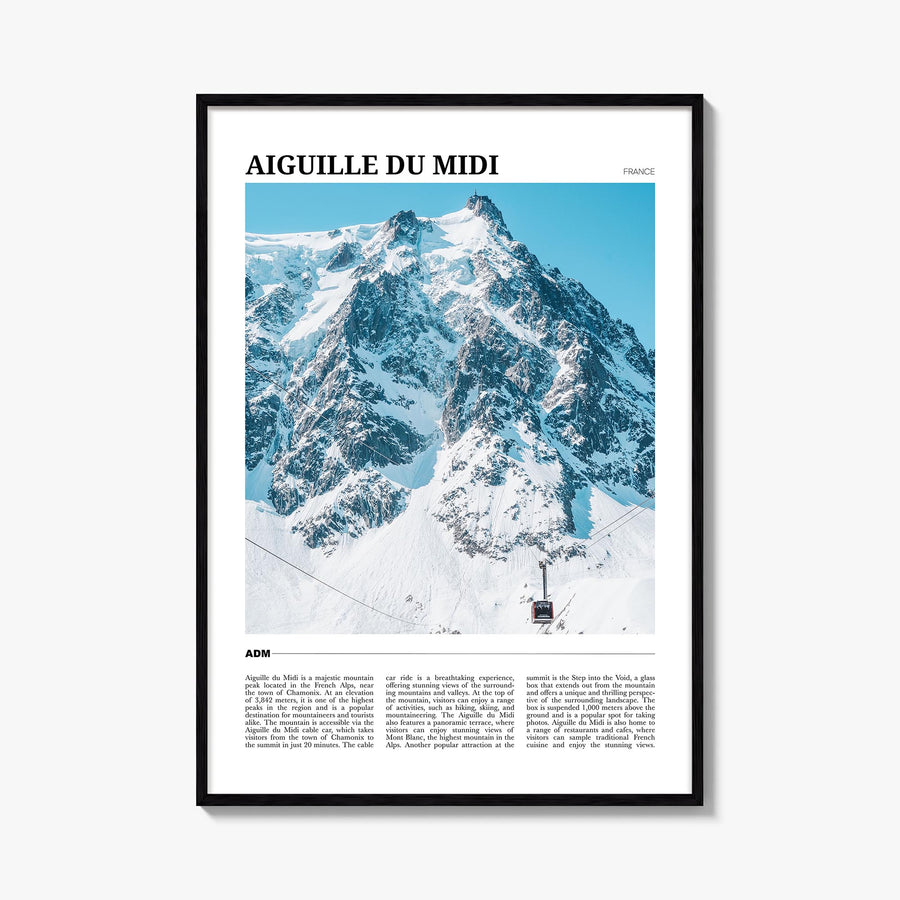 Aiguille du Midi colorful travel poster of France – vertical wall art, unframed print shown in interior mockup
