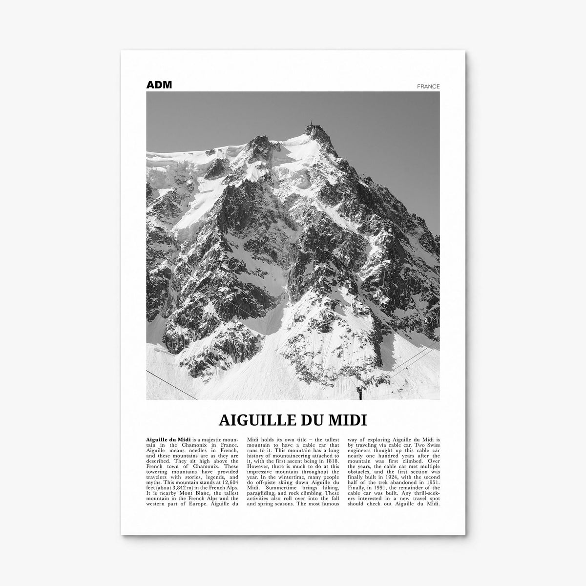 Aiguille du Midi Newspaper Poster, print only (unframed)