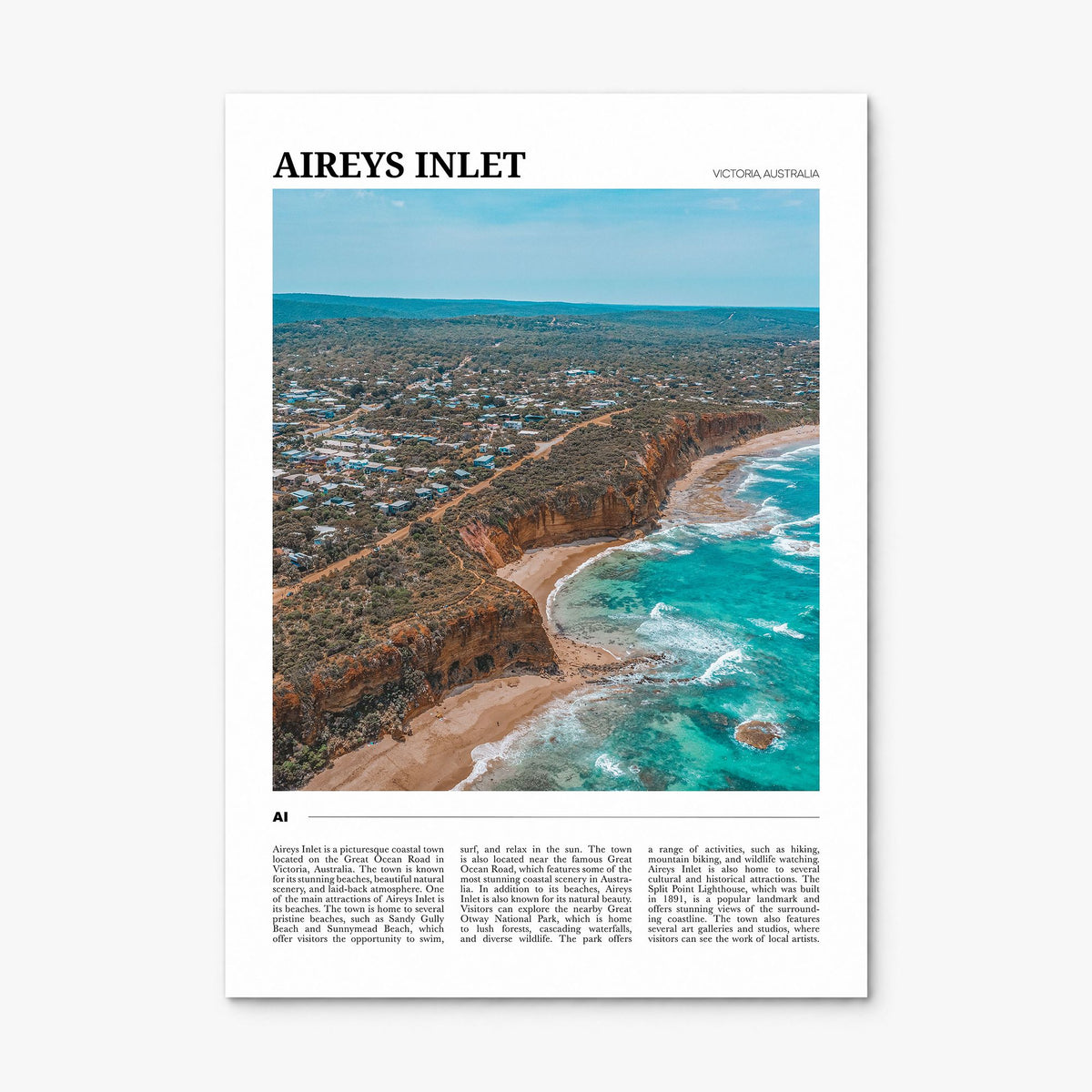 Aireys Inlet Travel Poster, print only (unframed)