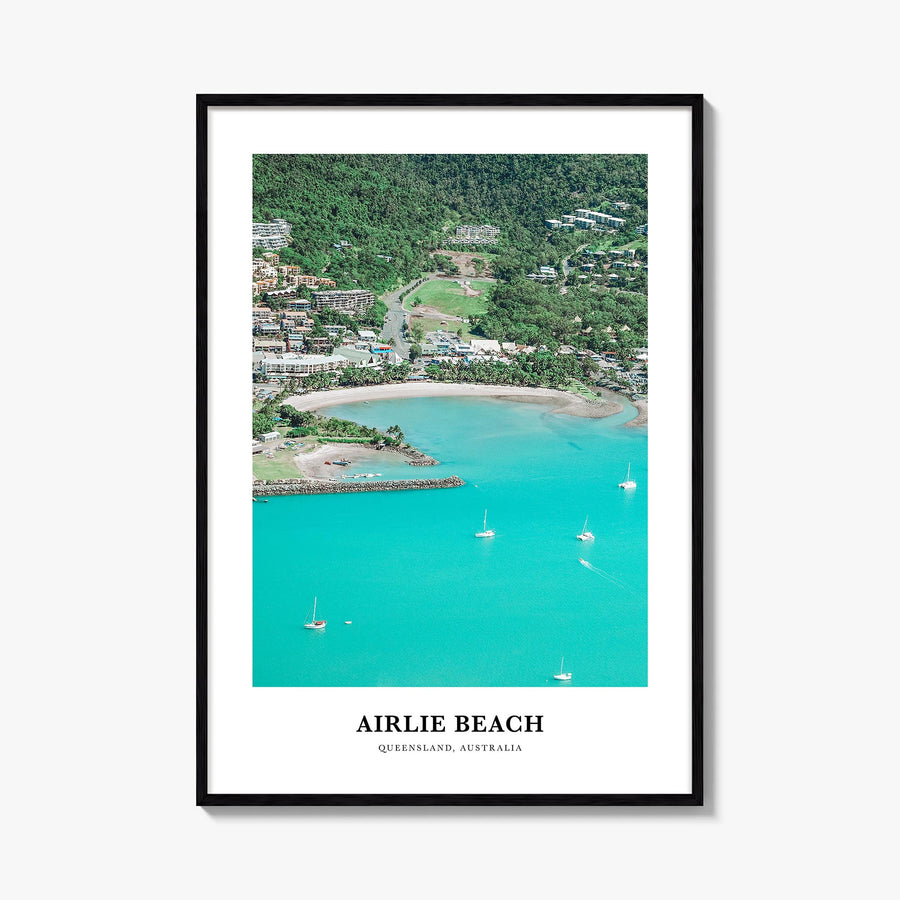 Airlie Beach colorful classic poster of Queensland, Australia – vertical wall art, unframed print shown in interior mockup